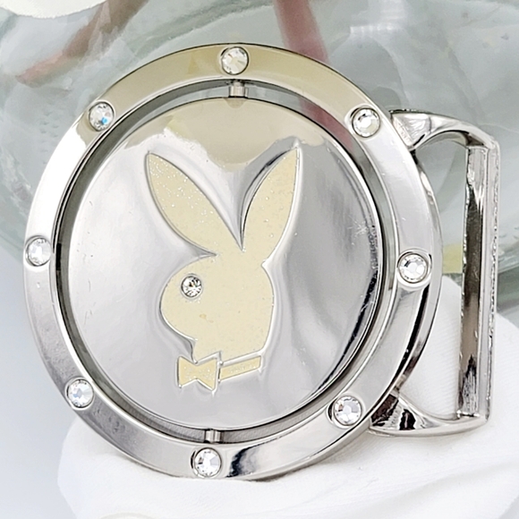 Y2K PLAYBOY Rhinstones Reversible Leather Black Belt Vintage RARE Circa2005 Pink - Picture 3 of 10